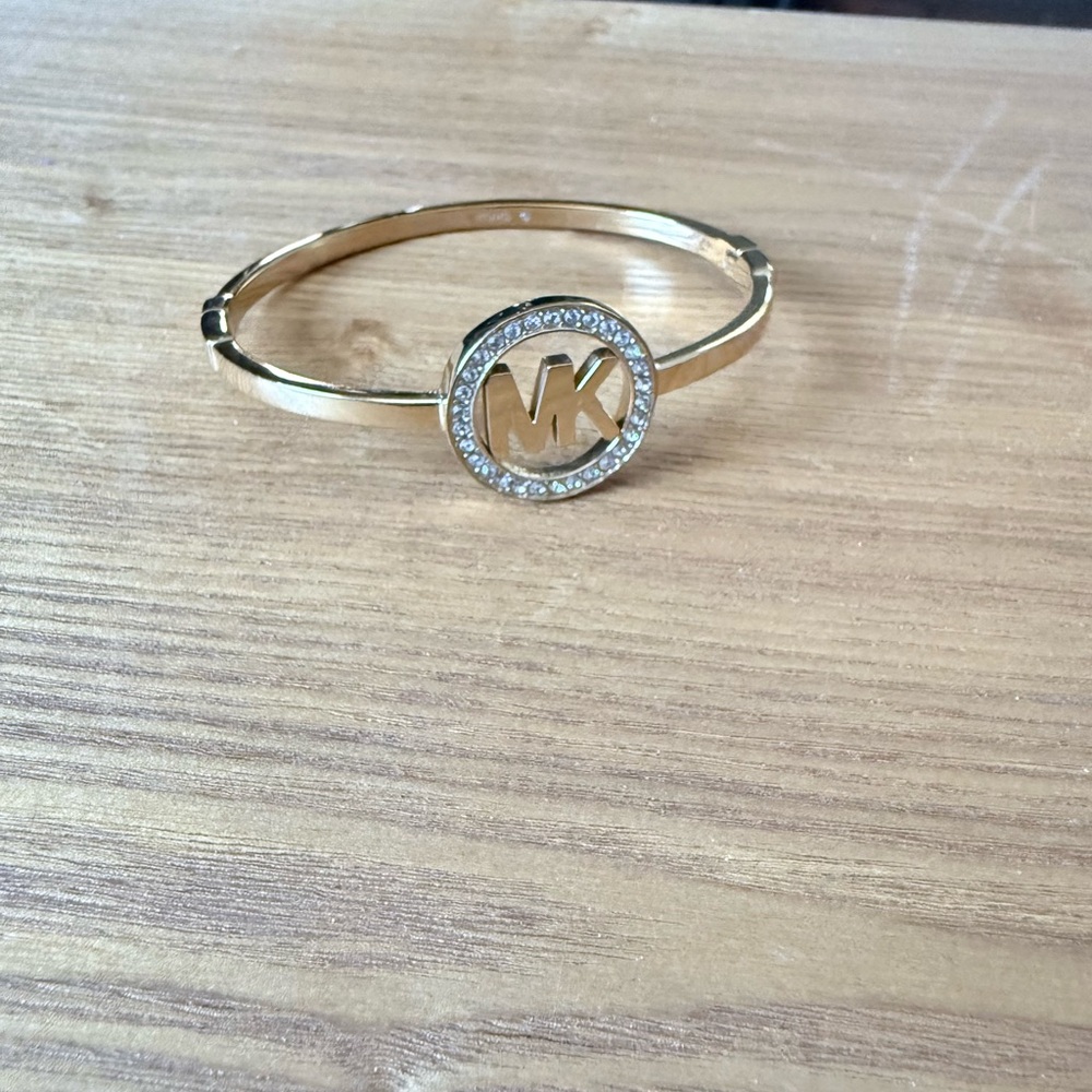 MK Gold Tone Bracelet with Crystal Pave